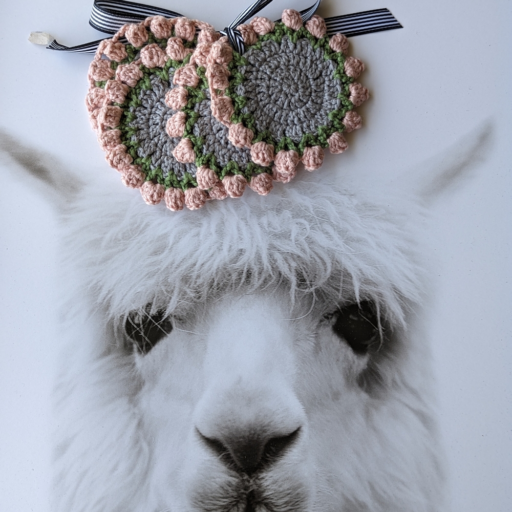 Handmade Crochet Coasters in Pink and Gray